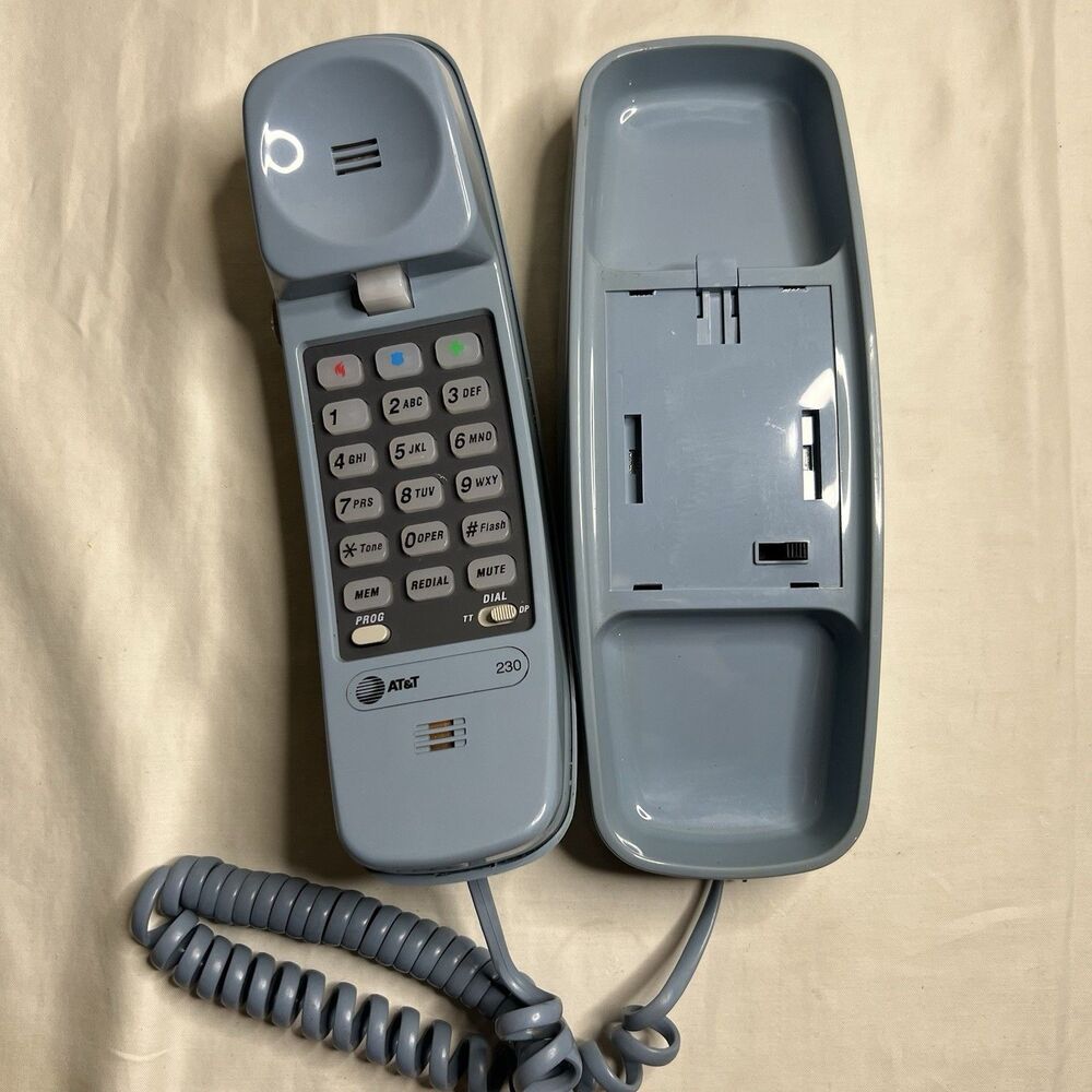 Vintage Phone AT&T Trimline 230 Telephone Light Blue Push Button